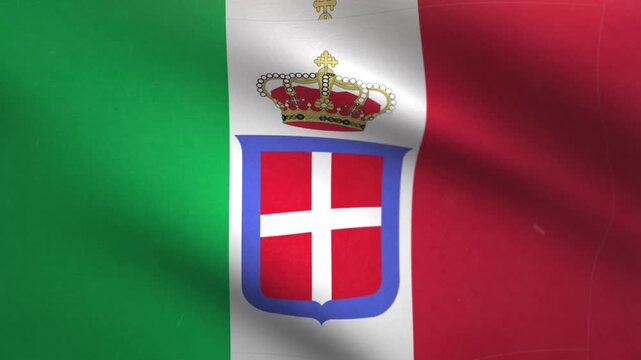 Waving Historical Flag of Italy (1861&ndash;1946) Seamless Loop Animation