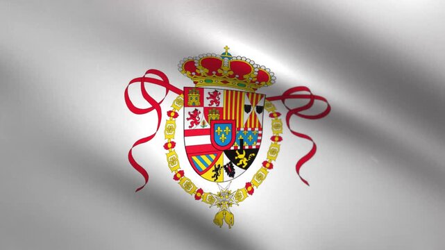 Waving Historical Flag of Spain (1701&ndash;1760) Seamless Loop Animation