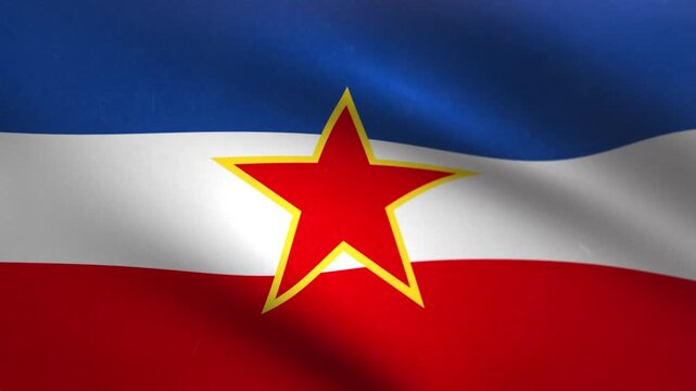Waving Historical Flag of Yugoslavia (1946&ndash;1992) Seamless Loop Animation