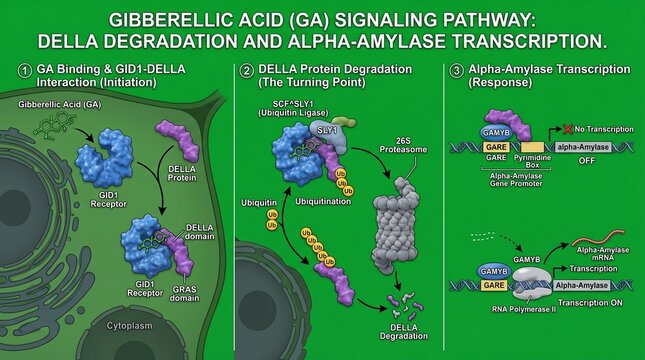 Gibberellic Acid Signaling Pathway Illustration Molecular Biology Diagram