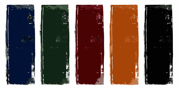 Five Textured Rectangular Blocks In Shades Of Blue Green Red Orange And Black