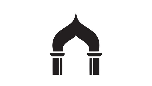 Islamic archway silhouette, traditional arabic gate icon, mosque entrance design element