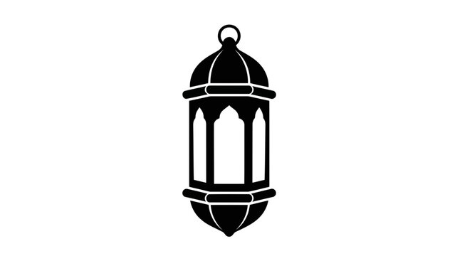 Traditional islamic lantern icon, ramadan kareem lantern silhouette, arabic hanging lamp design element