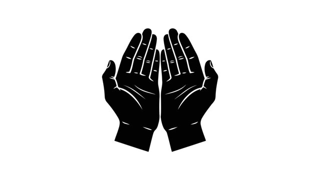 Hands held together in prayer or supplication, vector icon