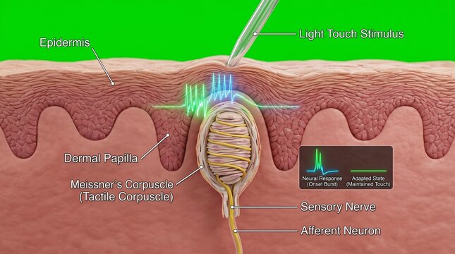 Meissner s Corpuscle Illustration With Dermal Papillae And Sensory Nerve Detail