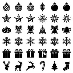 Fototapeta premium Christmas icons set flat design vector illustration
