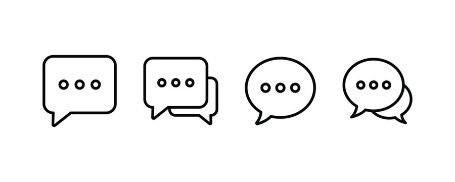 Chat icon set. Speech bubble sign and symbol. Message icon set. Comment icon.