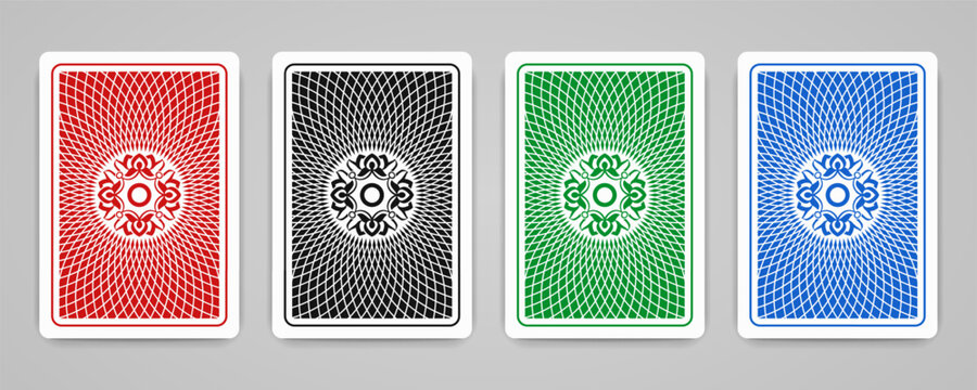 Playing cards back side. Classic deck pattern with ornamental details. Poker and casino concept. Vector illustrator.