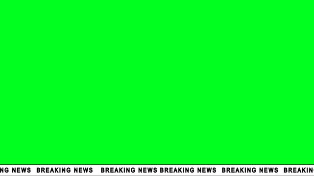 breaking news Green screen animation with red LIVE banner and scrolling ticker for broadcast overlays and media production 4k video