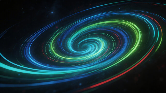 Colorful spiral light pattern in space