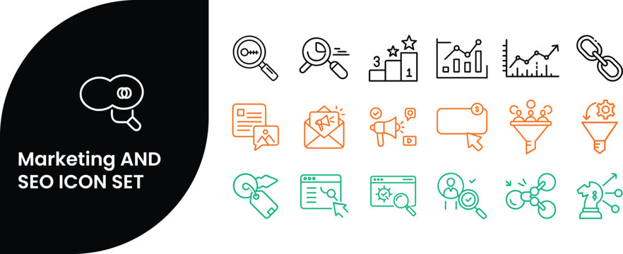 Digital Marketing and SEO Icon Set Vector