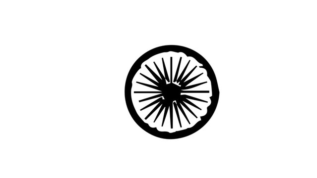 Ashoka Chakra vector icon, black dharma wheel symbol of India, national emblem element for independence day and republic day celebrations