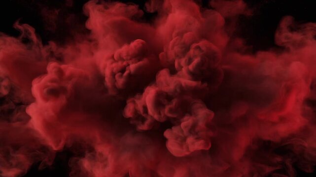 Epic Red Fire and Smoke Burst Explosion Isolated on Black Background
