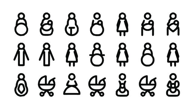 Collection of Diverse Baby and Toddler Icon Symbols.