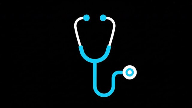 Animated Medical Stethoscope Icon on Black Background
