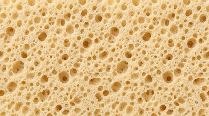 Naklejka premium Porous yellow sponge texture background, macro detail of synthetic foam material, abstract organic pattern for cleaning and hygiene concepts