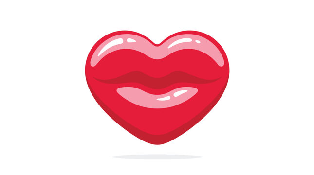 A shiny red heart shaped lips icon with glossy effect