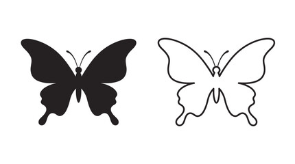 Butterfly Silhouette And Outline Black And White Graphic © Fariaislam