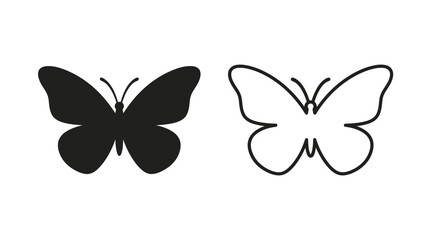 Butterfly Silhouette And Line Art On White Background © Fariaislam