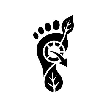 Carbon footprint reduction icon featuring stylized human footstep with eco friendly leaves and circular loading process graphic footprint sustainable environment