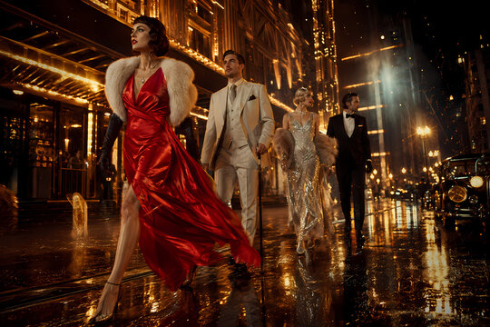 Elegant vintage night scene style gatsby 1920