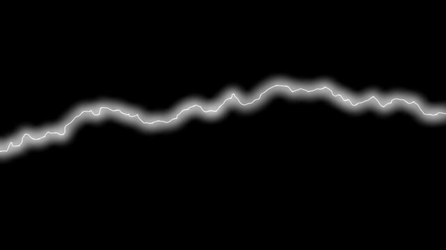 Glowing electric lightning bolt overlay on black background, for visual effects, electricity discharge