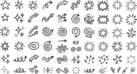 Obraz premium Hand Drawn Decorative Doodle Elements Icon Set.
