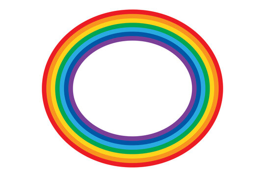 Colorful rainbow oval frame on transparent background