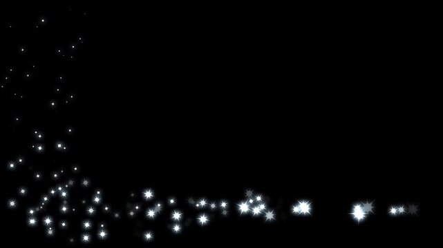 Radiant twinkling star path animation, glittering dust streaks, glowing fairy sparkles, magical shimmer bursts, glitter sparkling star line trail seamless black screen circle transition effect.4K