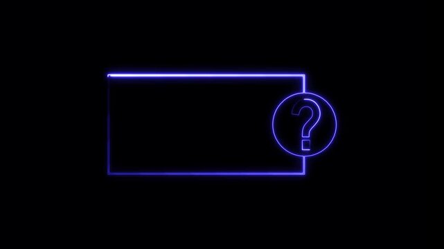 Glowing Question Mark Icon with Neon Frame and FAQ Concept Animation