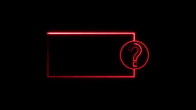 Glowing Question Mark Icon with Neon Frame and FAQ Concept Animation