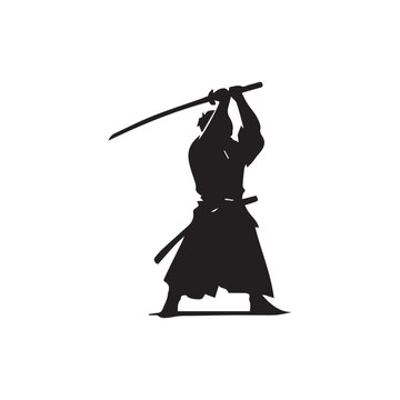 Samurai High Strike Silhouette Illustration Design