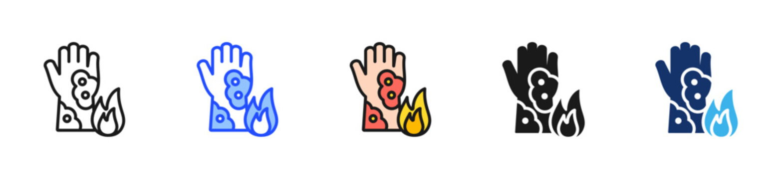 Skin Burn Icon Collection With Multiple Styles