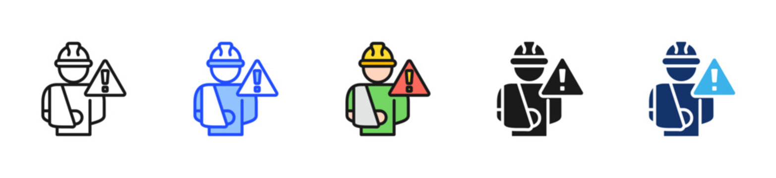 Workplace Injury Icon Collection With Multiple Styles