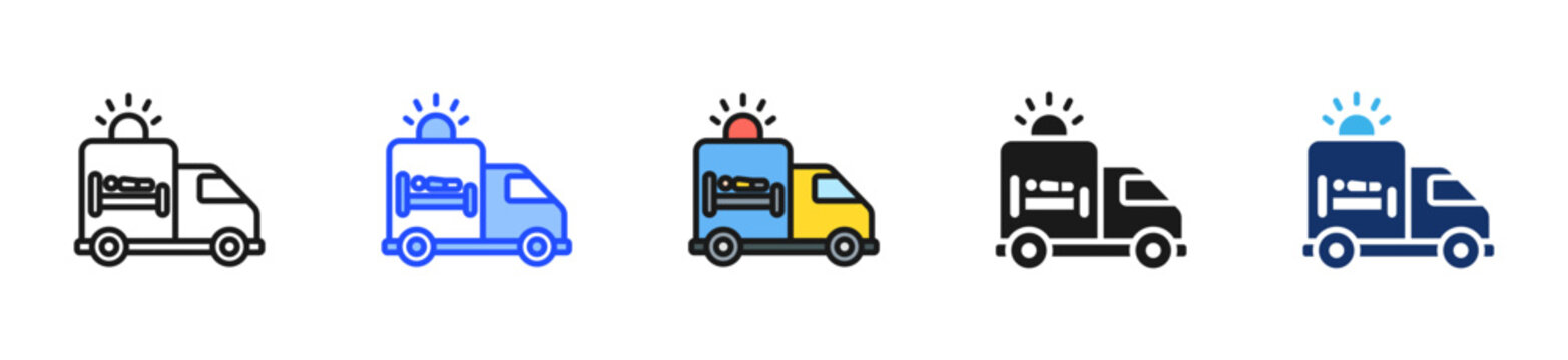 Hospital Transport Icon Collection With Multiple Styles