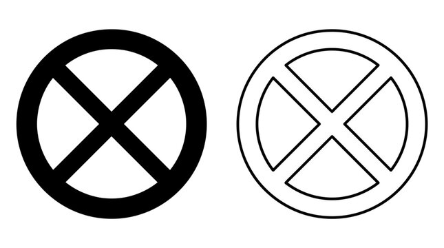 Prohibited sign with black and white variations line art silhouette