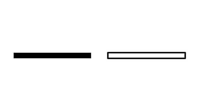 Horizontal line shapes black and white outline style on white background