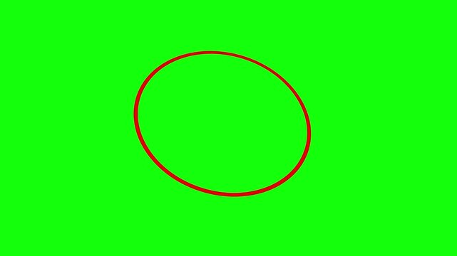 Minimalist abstract red line drawing a continuous circle loop animation on clean white background for geometric design element, loading icon, highlight ring, simple motion graphics transition