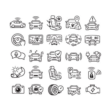 Advanced Car Menu Outline Icon Set Design