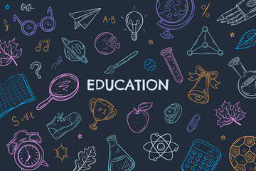 Back to school blackboard with doodles background © annamagenta