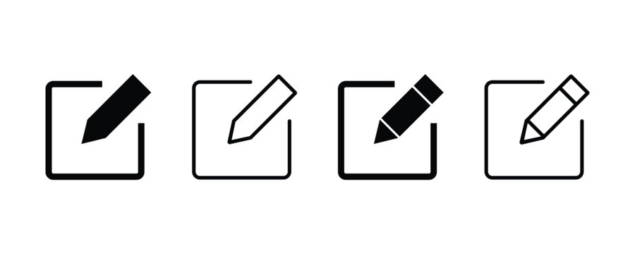 Edit icon set. Notepad edit document with pencil icon. Edit document icon. Edit text icon. Pencil icon. Sign up.