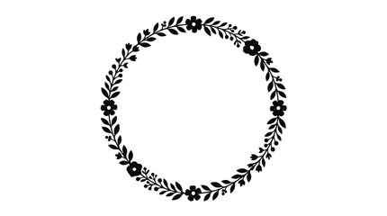 Fototapeta premium Elegant black floral wreath design element isolated on white background for graphic design decoration