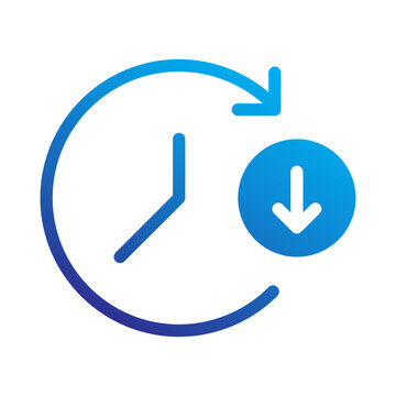 Time reduction and efficiency icon in business process style.