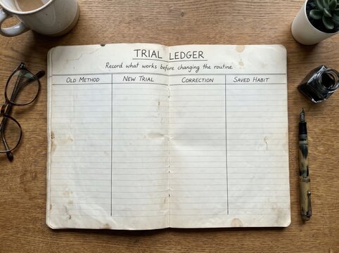 Vintage Trial Ledger Notebook Adapting to AI Methods