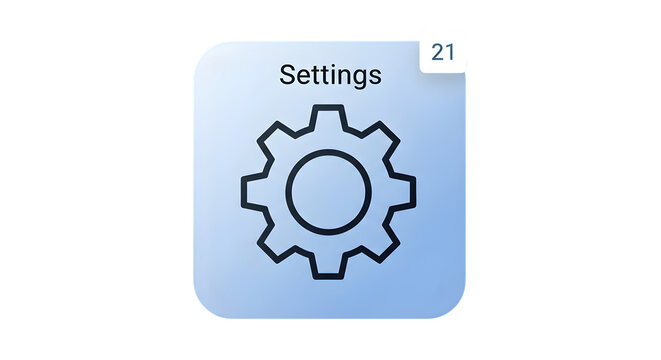 Gear Icon in Settings Menu with Transparent Background
