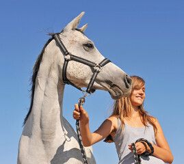Fototapeta premium riding girl and horse