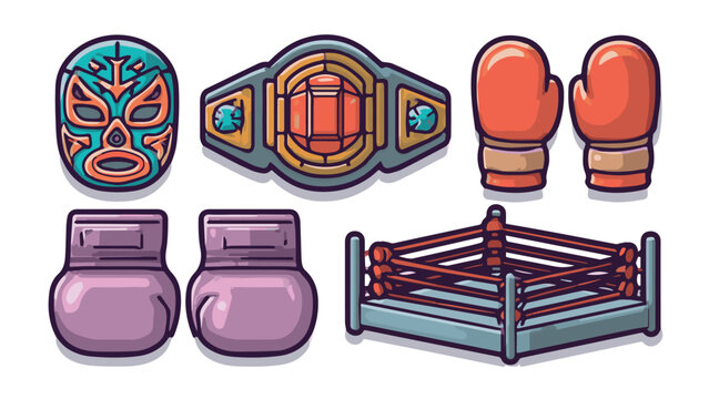 Boxing Equipment Set Including Gloves Headgear and Boxing Ring.