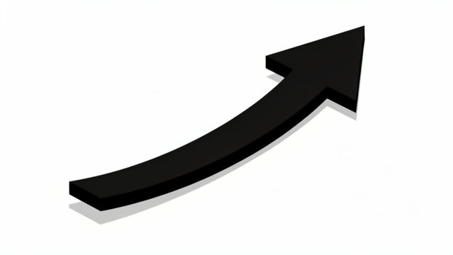 Bold black upward arrow symbol representing growth progress or success on a white background