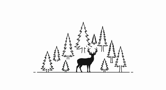 Deer standing in forest with trees.