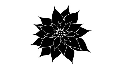 Poinsettia Silhouette: A striking black silhouette of a poinsettia flower, its bold petals radiating outwards, offers a classic and elegant design element. © Susmita